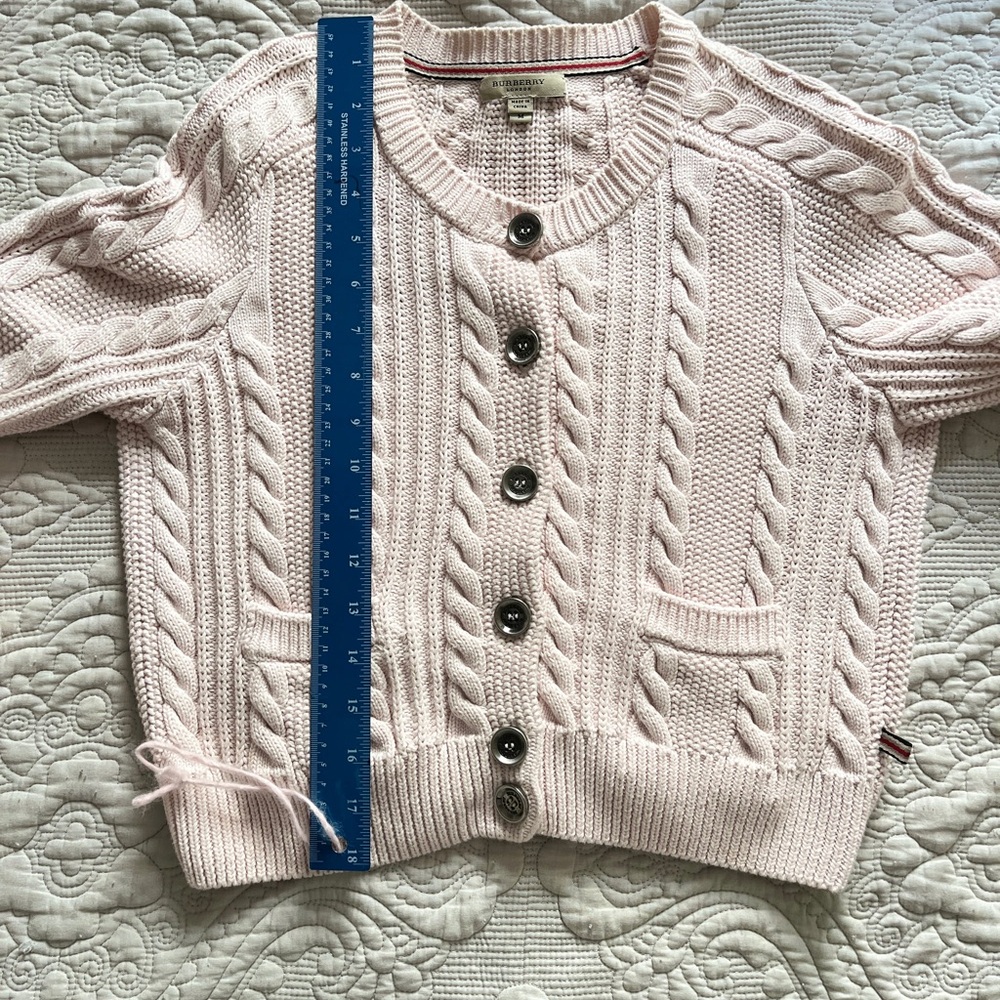 Pink Cable Knit Cropped style Cardigan Sweater - Picture 8 of 10